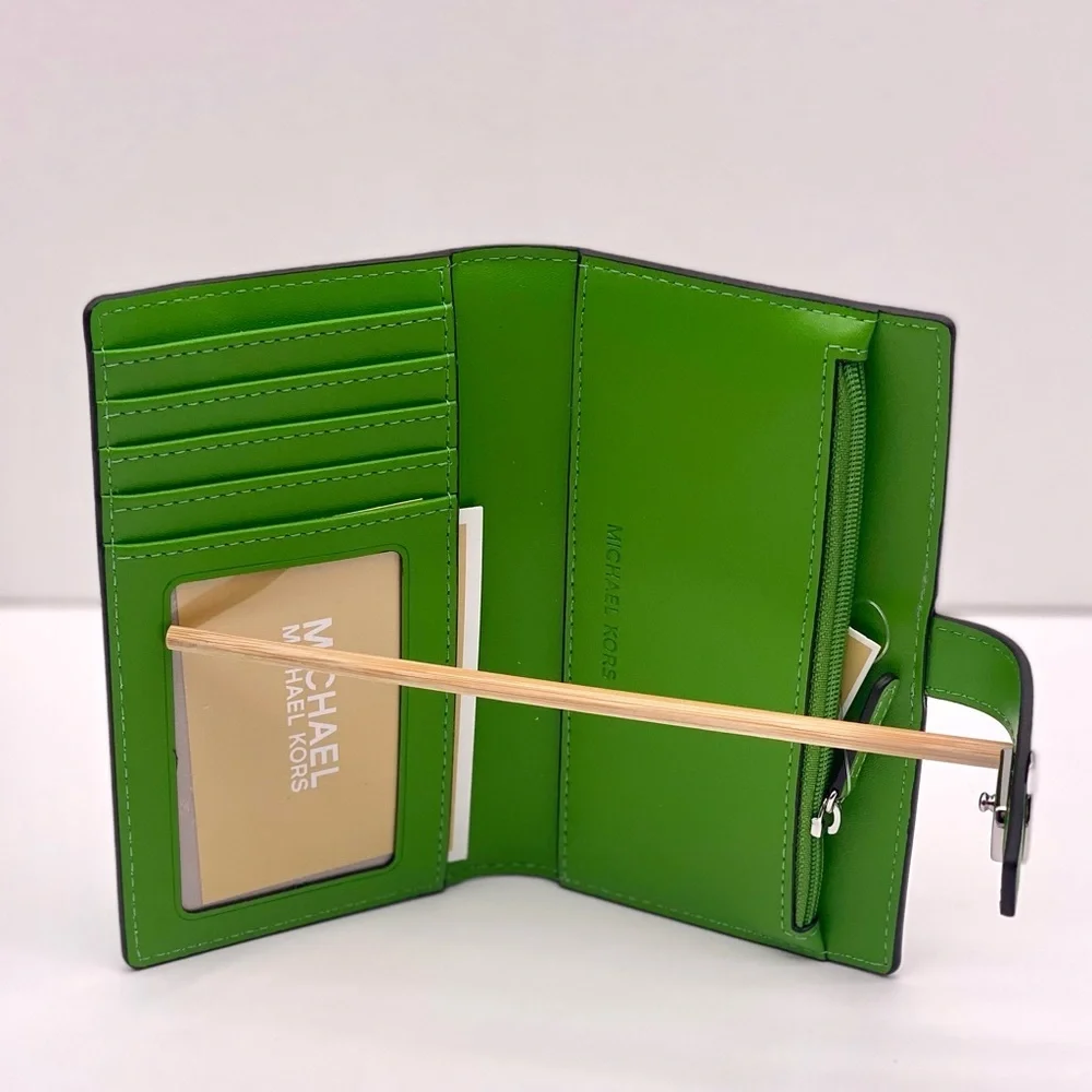 Michael Kors GREENWICH Medium Bifold Wallet Jungle Green